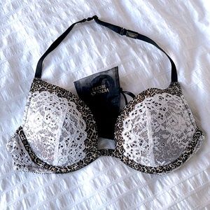 Victoria’s Secret Multi Way Push-Up Bra Lingerie 32B🐆 Animal Print and Lace NWT